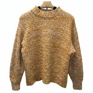Taylor & Sage Mustard Yellow and White “Popcorn” Mock Neck Sweater